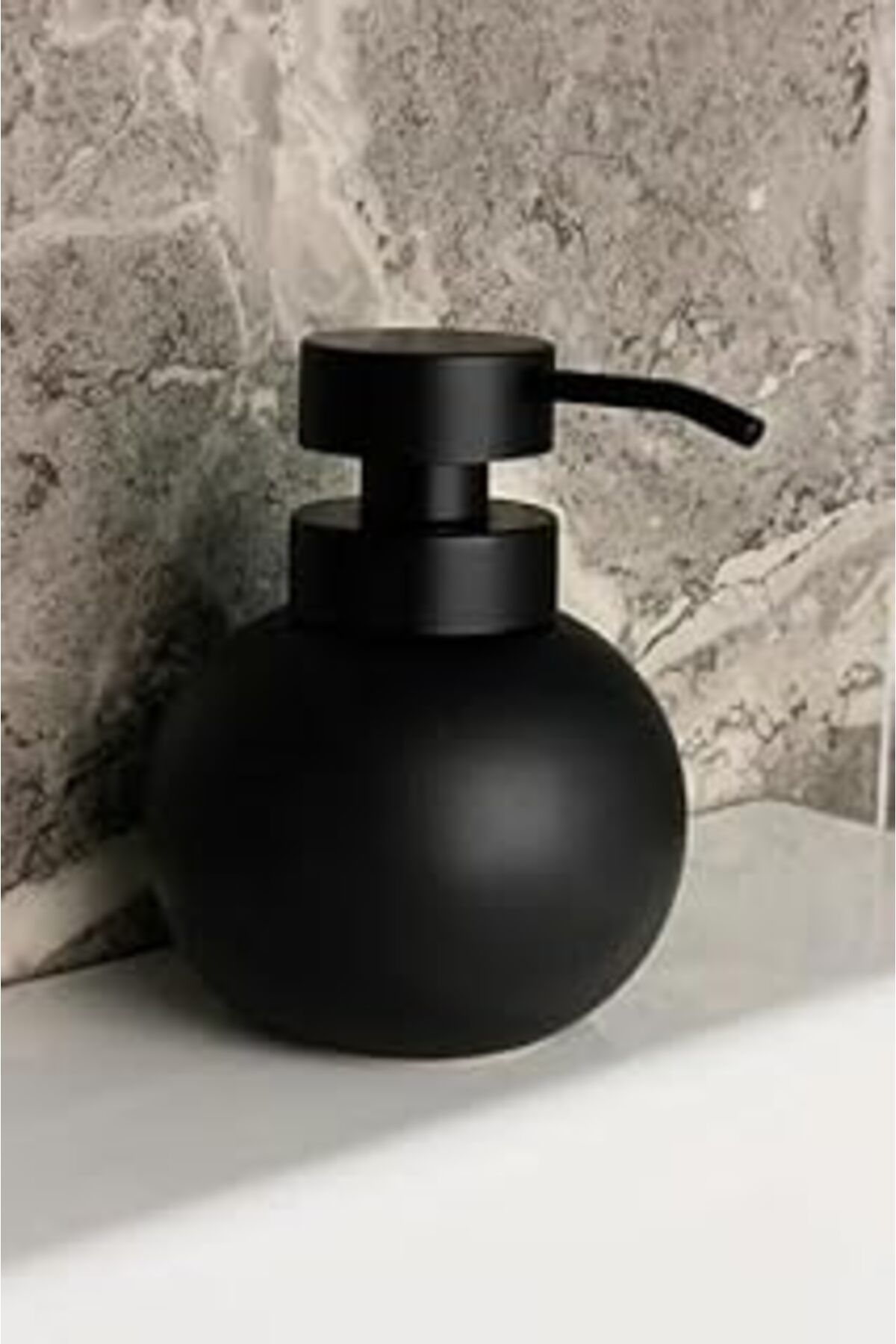 Pİ GLOBAL Arslan Group - Lüks Tombul Stoneware Sıvı Sabunluk, Siyah Başlıklı Deterjanlık, Banyo Ve Mutfak Sab