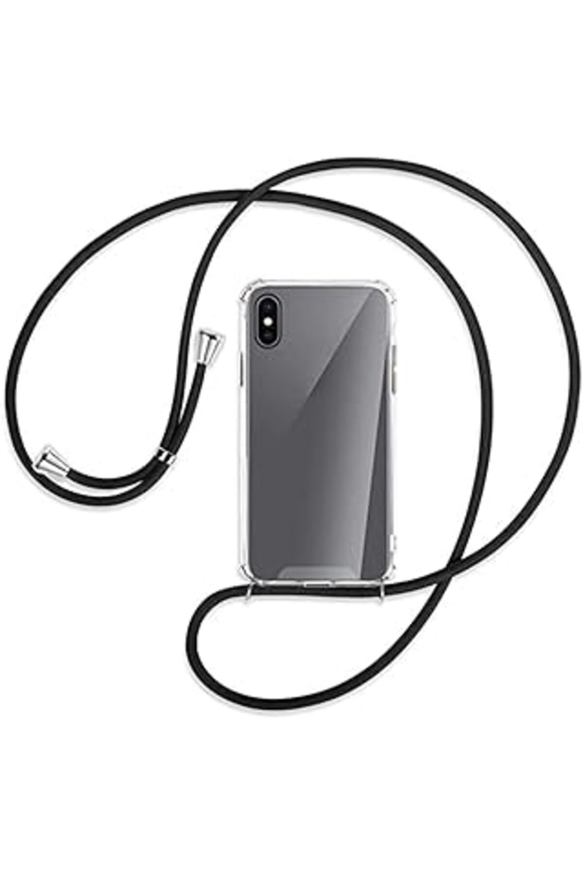 Pazarcan Teknomoda İphone X/Xs Uyumlu Kılıf Boyun Omuz Askılı Ipli Anti Şok Köşe Korumalı Şeffaf Silikon Kmp