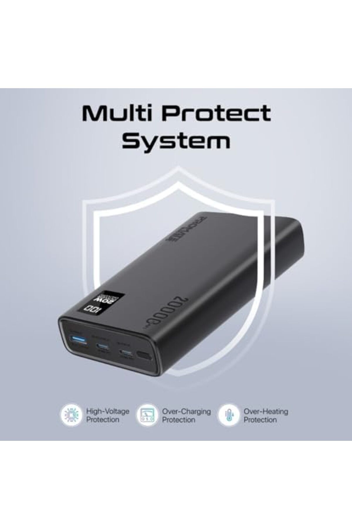 Promate-Universal 20000mAh Ultra-Slim Power Bank with 20W USB-C Input/Output Port, QC 3.0 Output, US 8