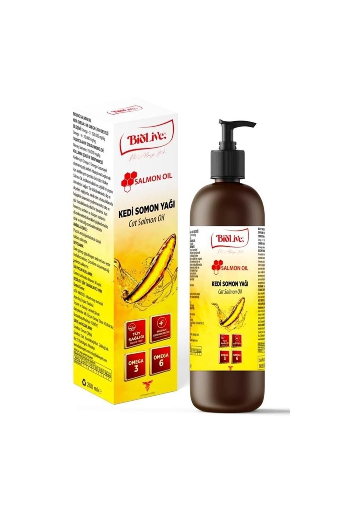 Modafiks Biolive Kediler İçin Somon Yağı Tüy-Dış Eti-Bağışıklık-Kalp ve Göz Sağlığı 200ml