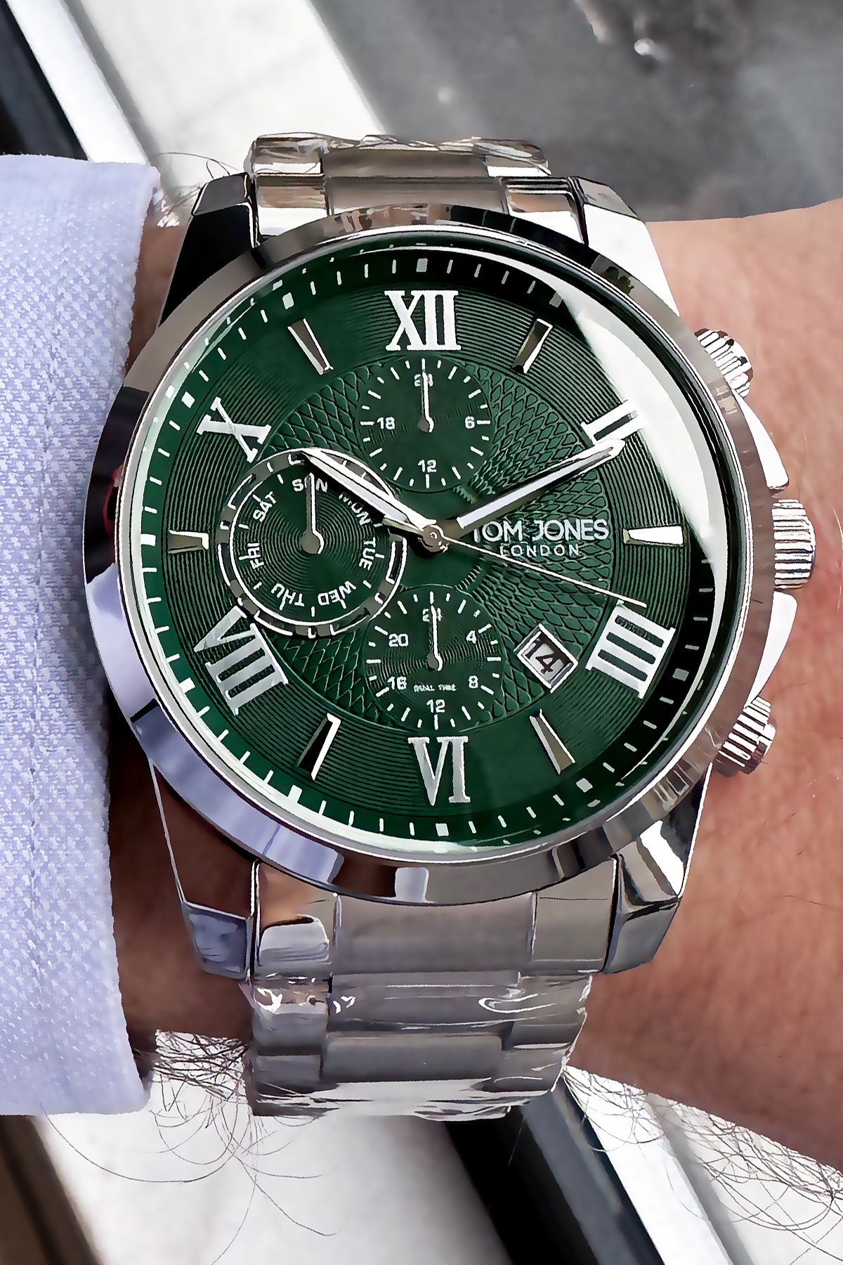 Tom Jones-Men's Wristwatch 3 Atm Waterproof Silver Color Steel Strap + Bracelet CBK626 3