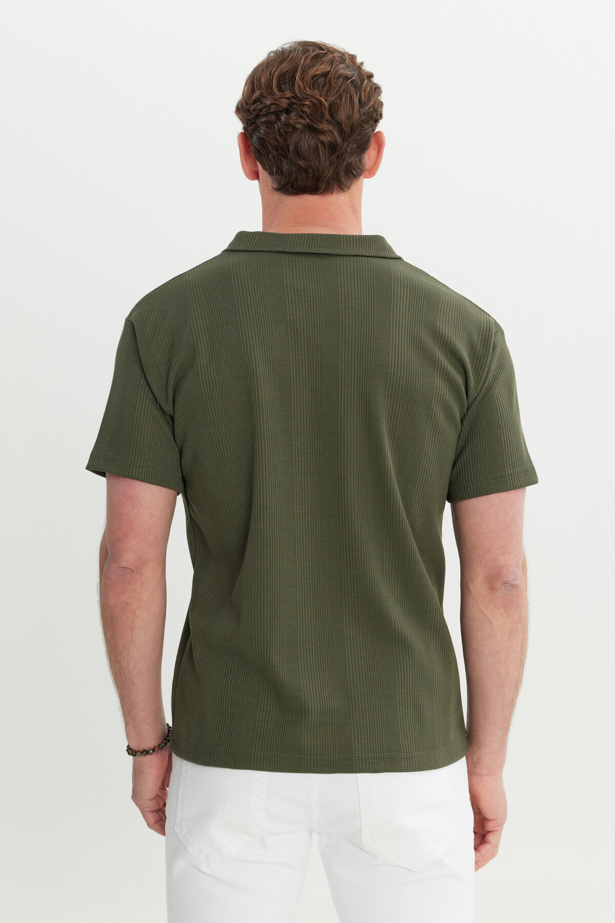 AC&Co / Altınyıldız Classics-Men's Khaki Relax Fit Relaxed Cut Polo Neck T-Shirt 5