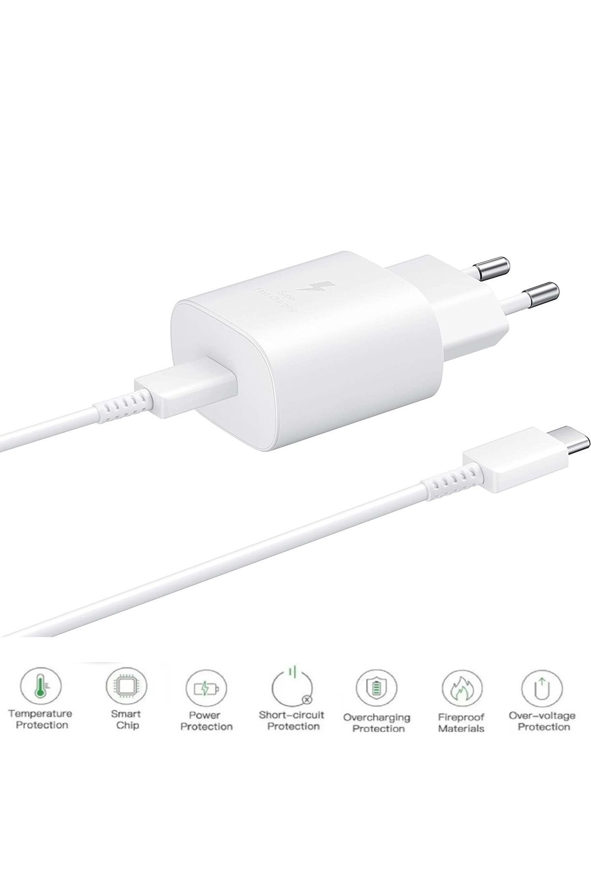 EMPORİUMOOD Samsung Galaxy F15 5G Uyumlu Type-C Ultra Hızlı Şarj Seti 22.5W 3.0 Amper (Şarj Adaptörü Ve Kablo)
