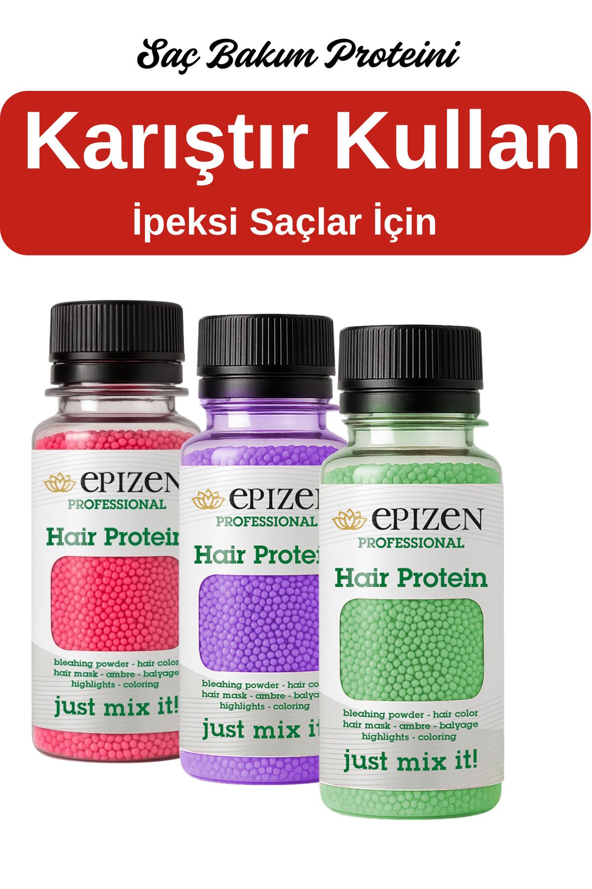 EPİZEN Vitamin Karışımlı Saç Bakım Proteini - Sağlıklı Ve İpeksi Saçlar İçin Özel Ürün 3x70gr