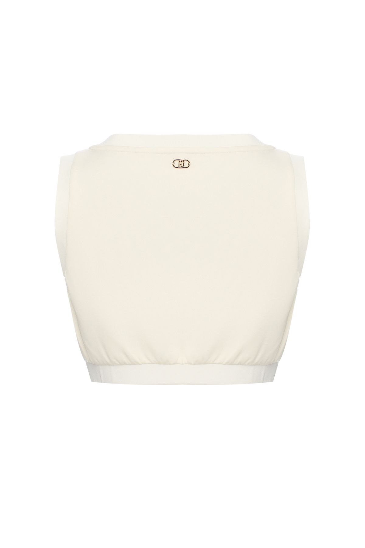 Liu Jo-Women Short Sleeve Crop Boy Round Neck Triple Rope Passing Detail White Blouse Ta5270J4869-10105 2