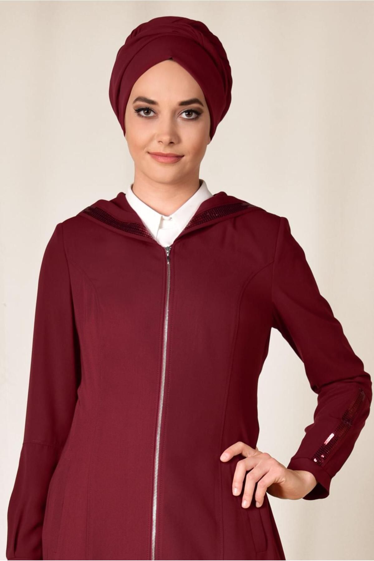 SEquin Detailed Zippered Abaya 8312 Alvina