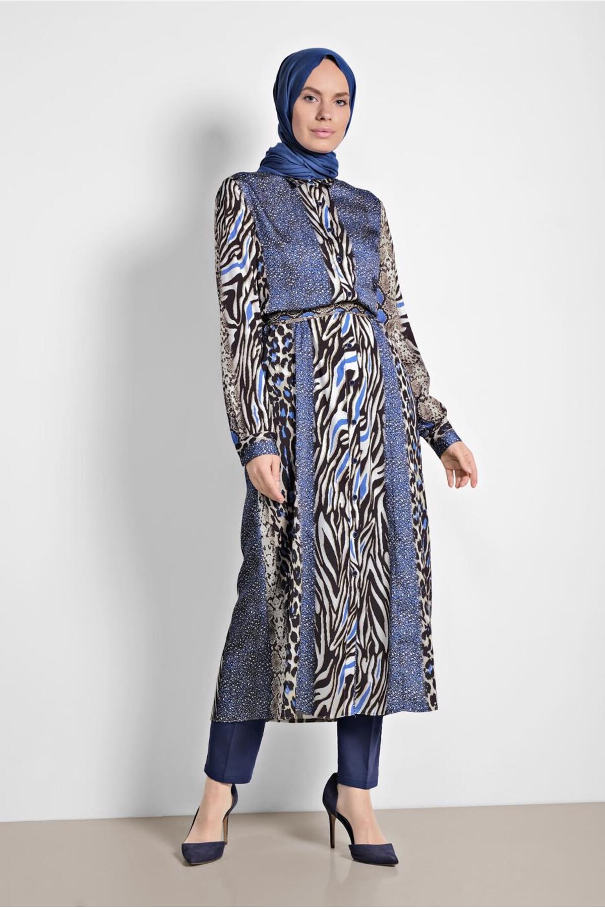 آلوینا تونیک بلند طرح‌دار ترکیبی ۴۰۸۶