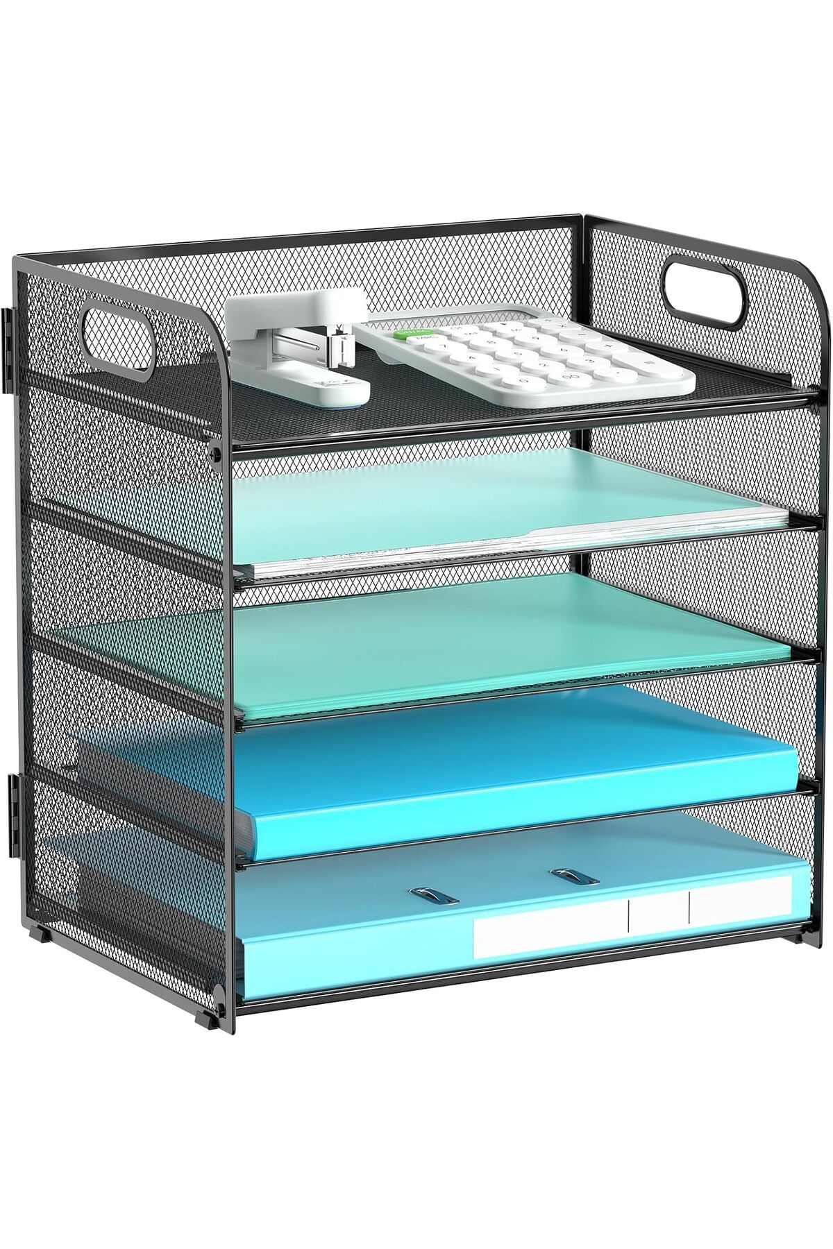 COOYA-5-layer desktop file organizer,durable,non-slip,portable handle,easy to assemble,for office, black 1
