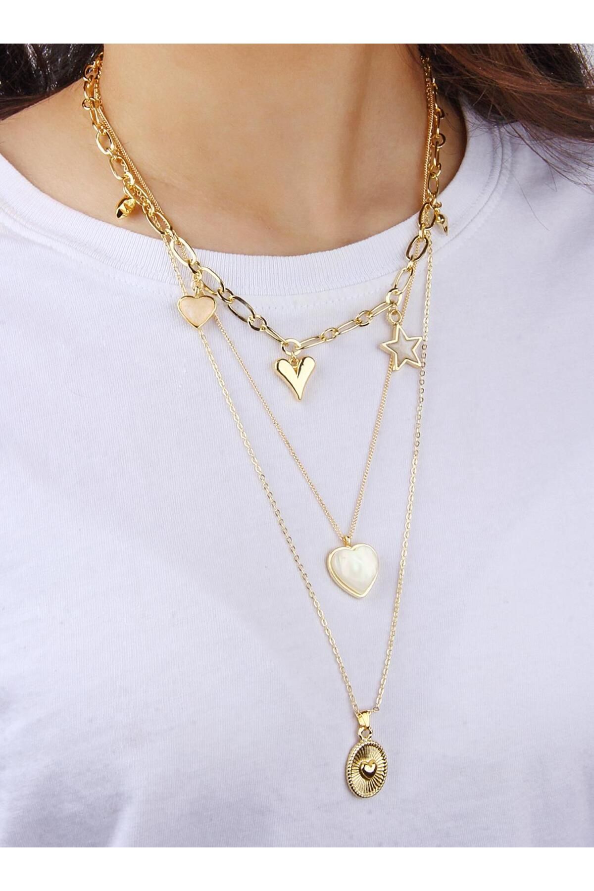 Klips Concept-Triple Chain Heart Objects Necklace 2