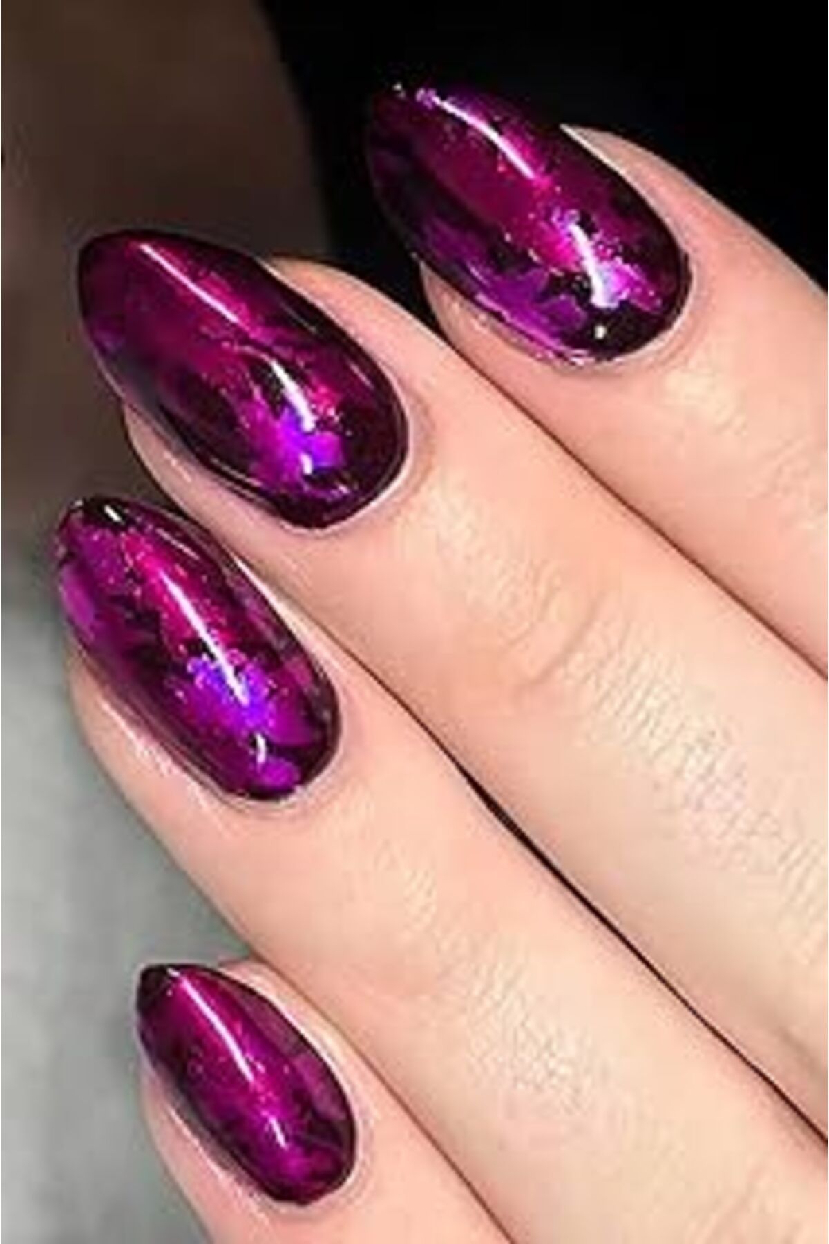 Karachil Artikel Fuşya Renk Hologram Desenli Transfer Tırnak Dövmesi, Tırnak Sticker, Nail Tattoo, Nail Art