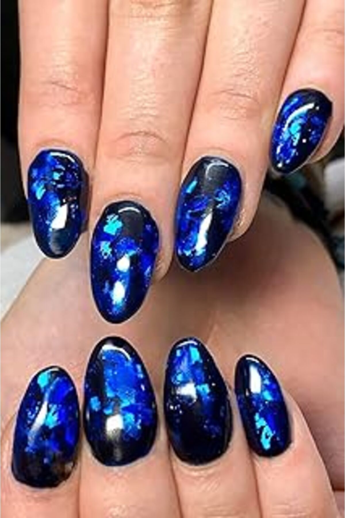 Karachil Artikel Lacivert Renk Hologram Desenli Transfer Tırnak Dövmesi, Tırnak Sticker, Nail Tattoo, Nail