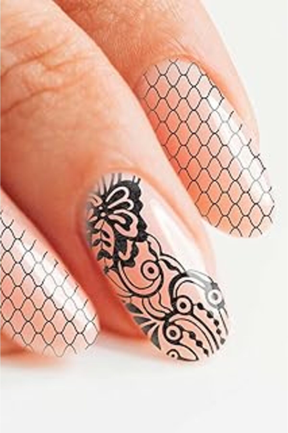 Karachil Artikel Dantel Tırnak Dövmesi, Tırnak Tattoo, Nail Art, Tırnak Sticker