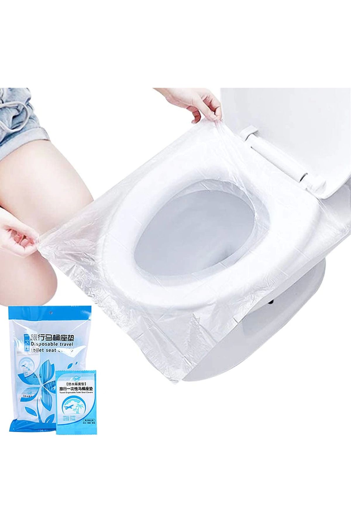 thebestnzm 50 Adet Biyobozulur Klozet Kapağı Poşeti Seyahat Tipi Taşınabilir Klozet Kılıfı