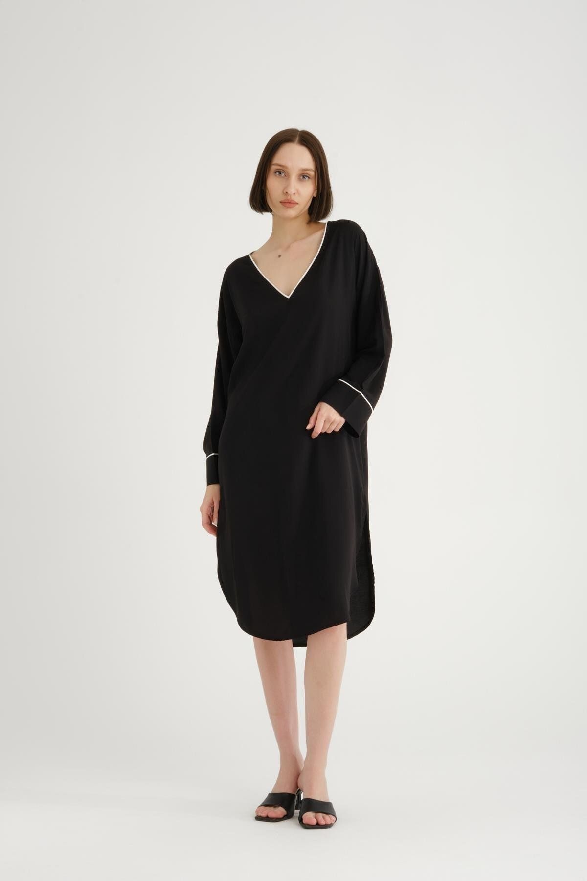 Store Uzun Kollu V Yaka Midi Kaftan - Plaj Giyim İçin İdeal