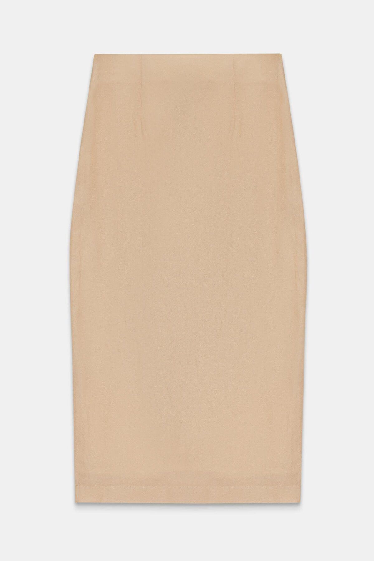 Setre-Dark Beige Asymmetrical Closure Binding Detailed Patterned Midi Length Skirt 7