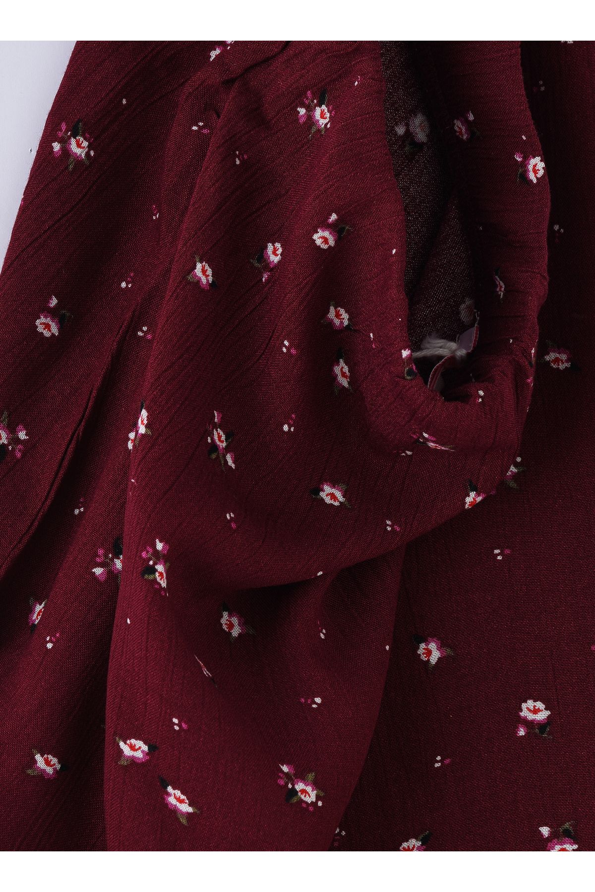 Basicxx-Girls' Maroon Floral Print Viscose Midi Skirt 3