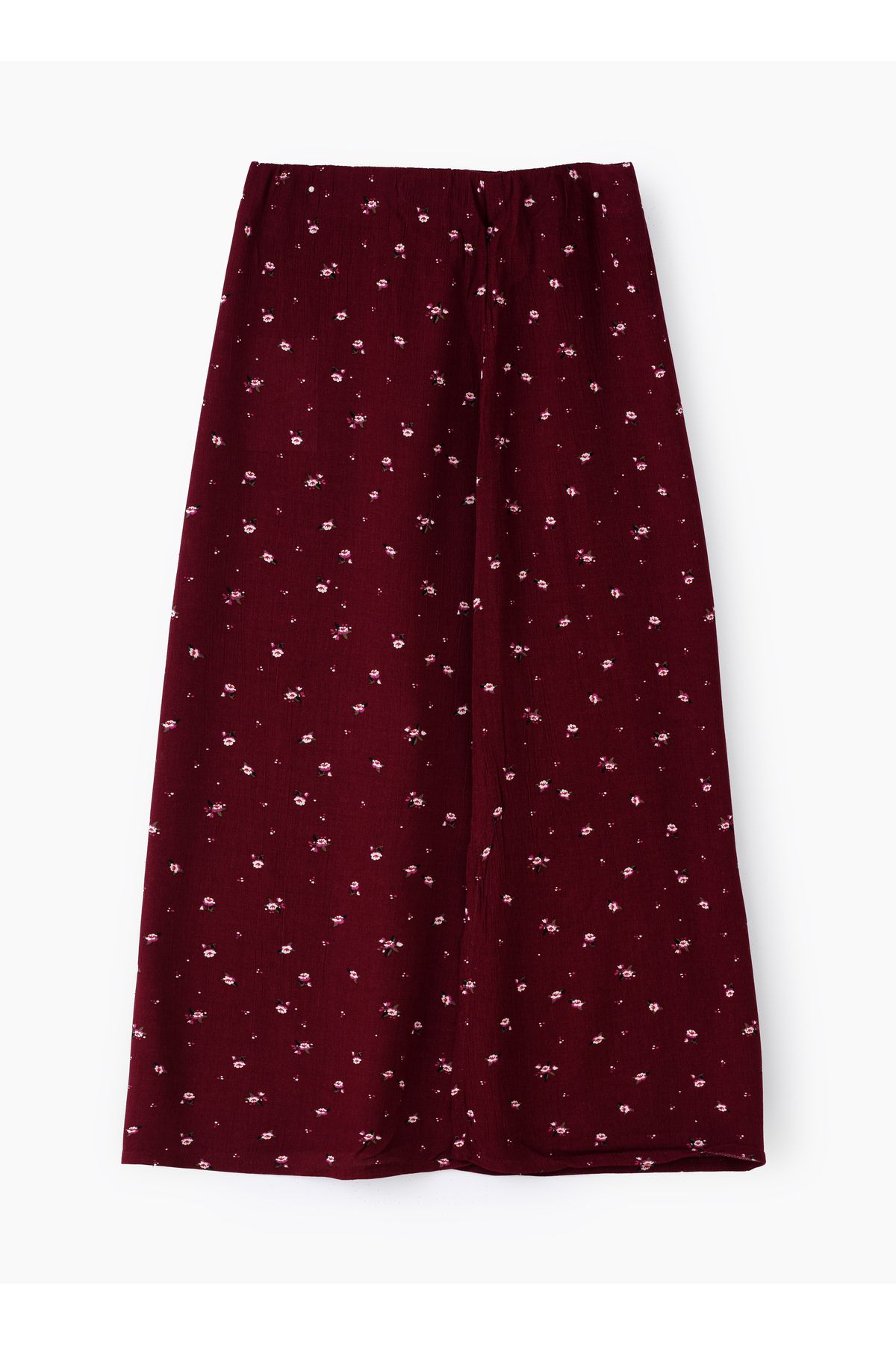 Basicxx-Girls' Maroon Floral Print Viscose Midi Skirt 2
