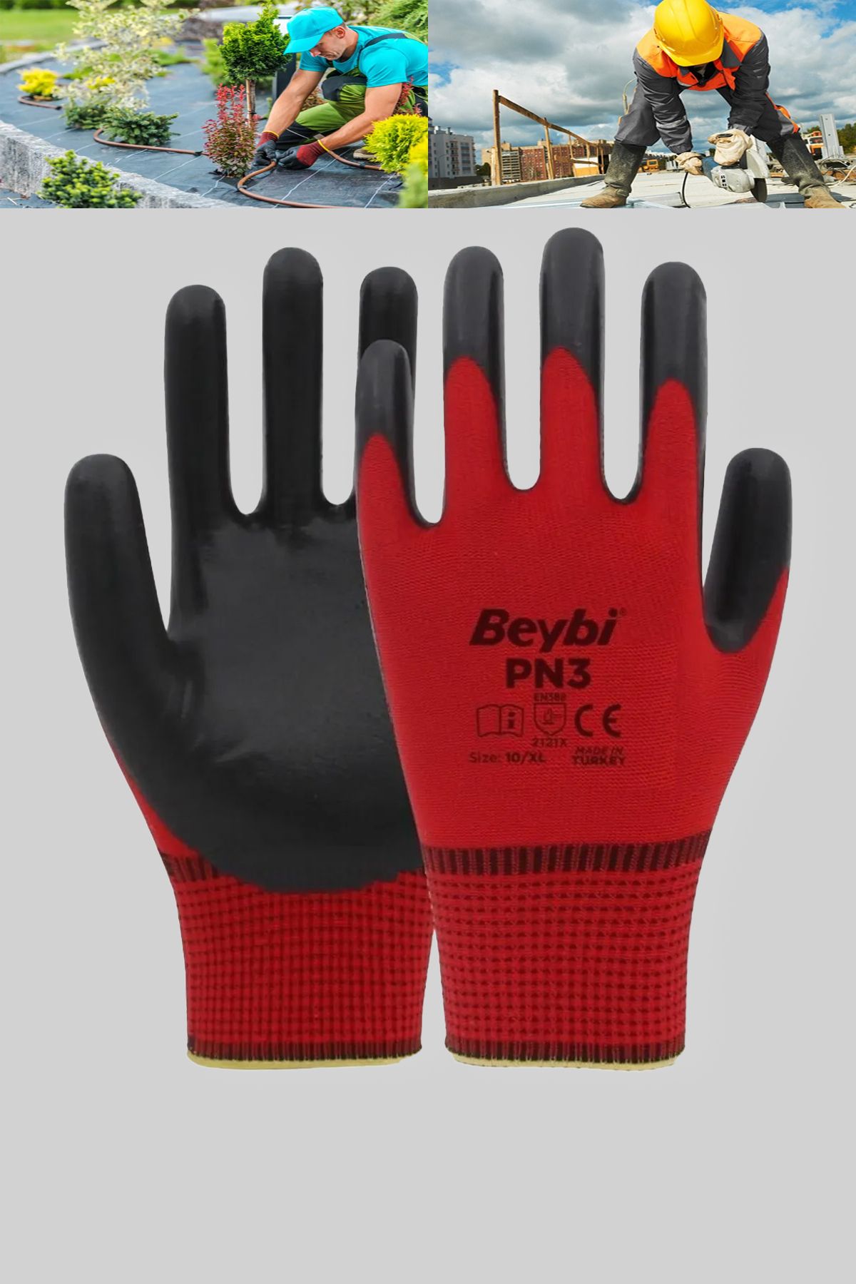 MONTESEV Beybi PN3 Nitril Kırmızı İş Eldiveni No:9-10