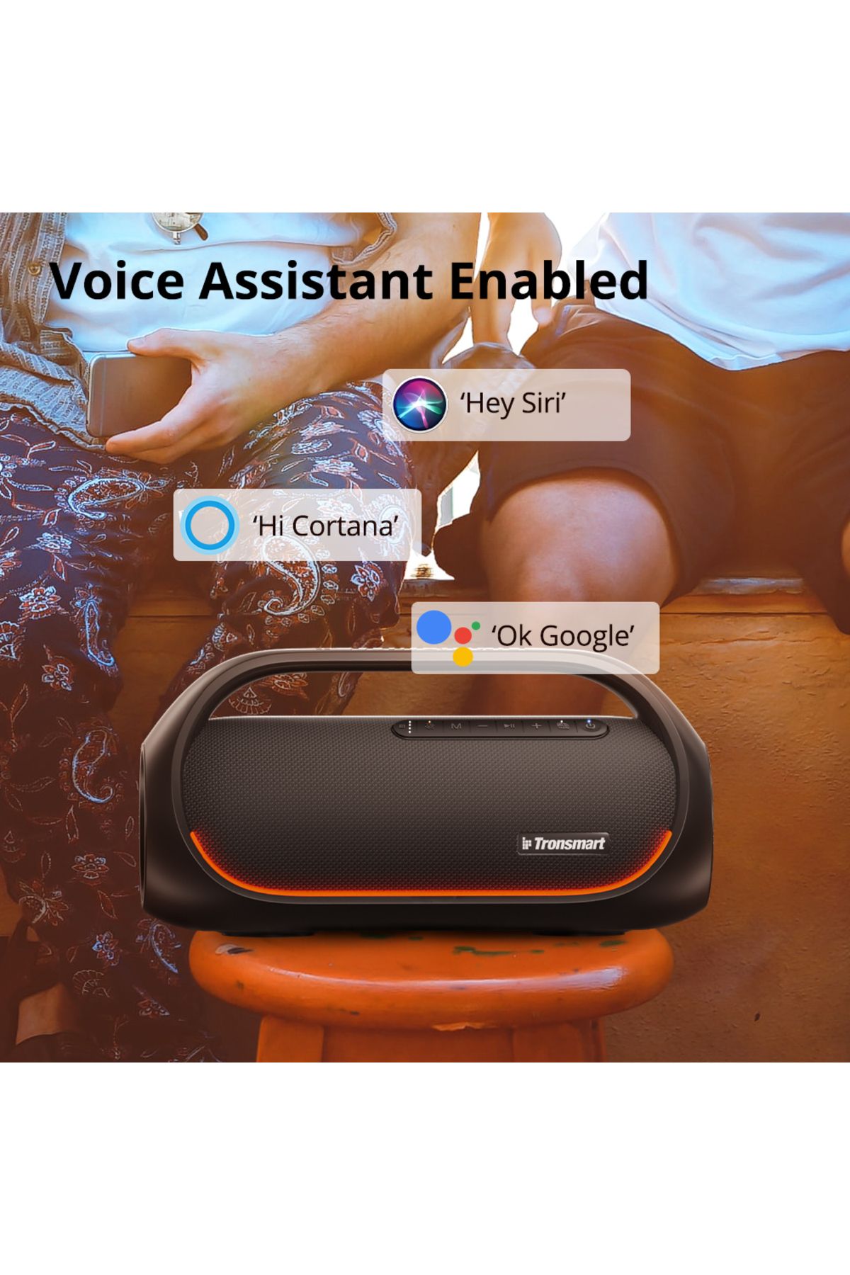 Tronsmart-مكبر صوت ترونسمارت بلوتوث، مكبر صوت محمول بانج 60 واط، مقاوم للماء IPX6، مكبر صوت مزود بإضاءة LED 4