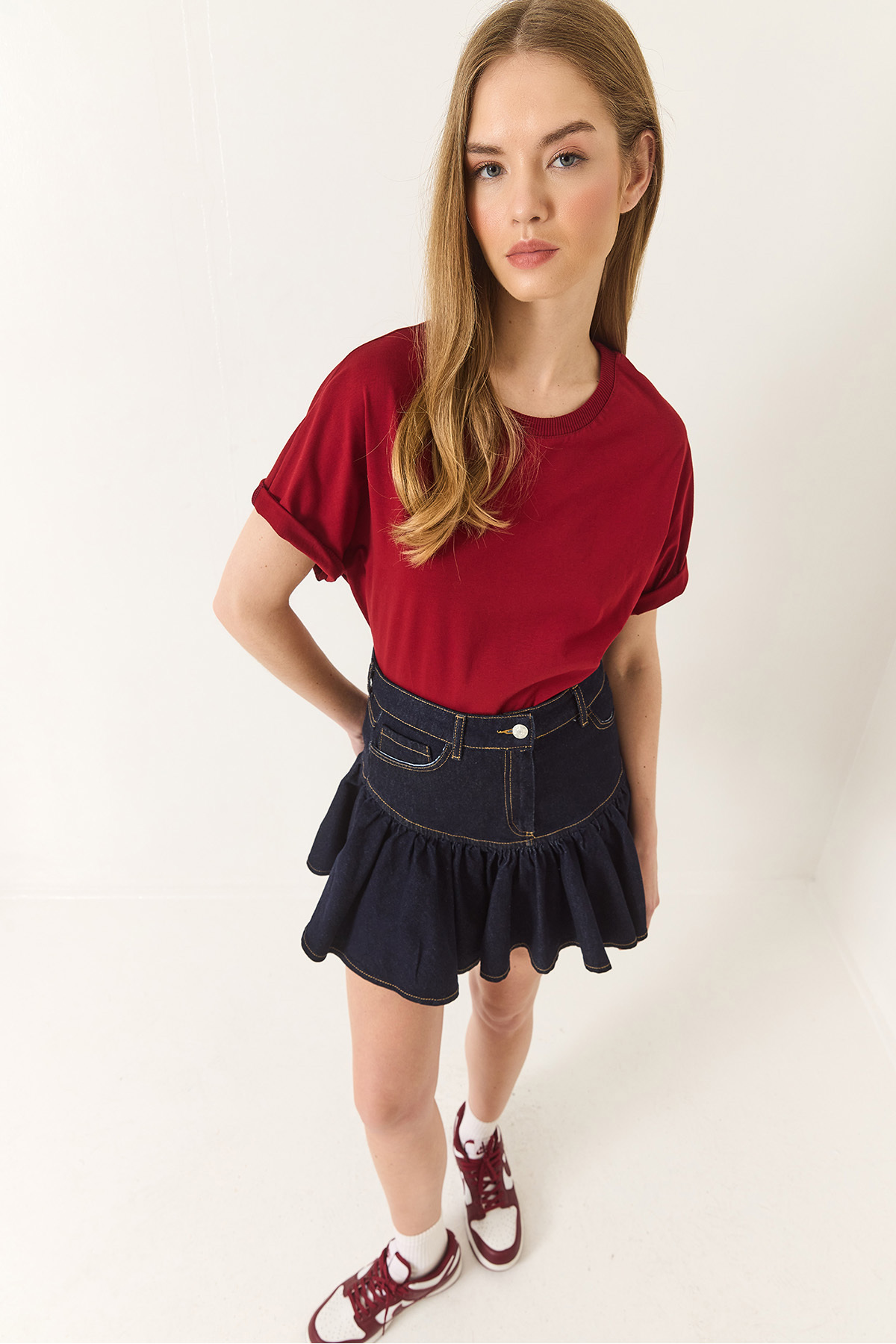 Bianco Lucci-Women's Organic Cotton Crew Neck T-Shirt Basic Short Sleeve Kalık 60602048 2