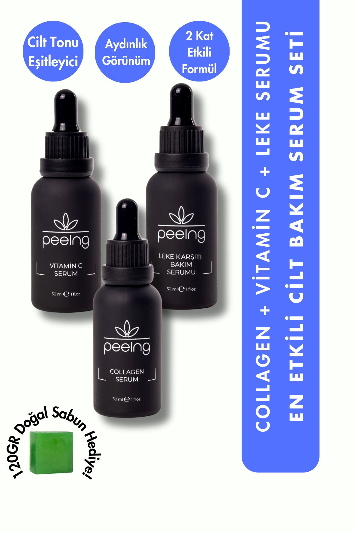 peelng Avantajlı Serum Seti Kolajen + C Vitamini + Leke Bakım Serumu Serum Seti