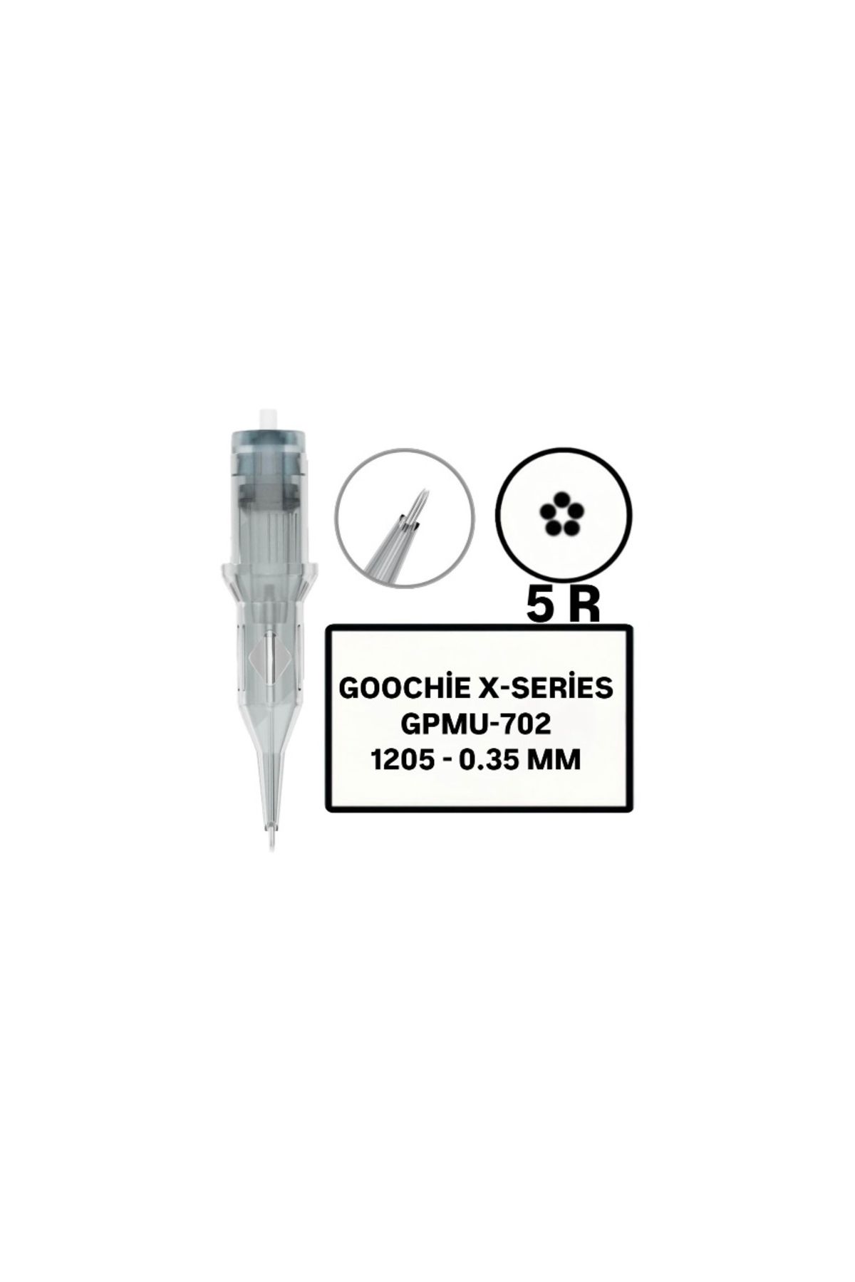 H RUN GLOBAL 10 Adet R5 (GOOCHIE X-SERIES GPMU-702-1207-0.35mm) Tattoo Cihaz Ucu (İğne)