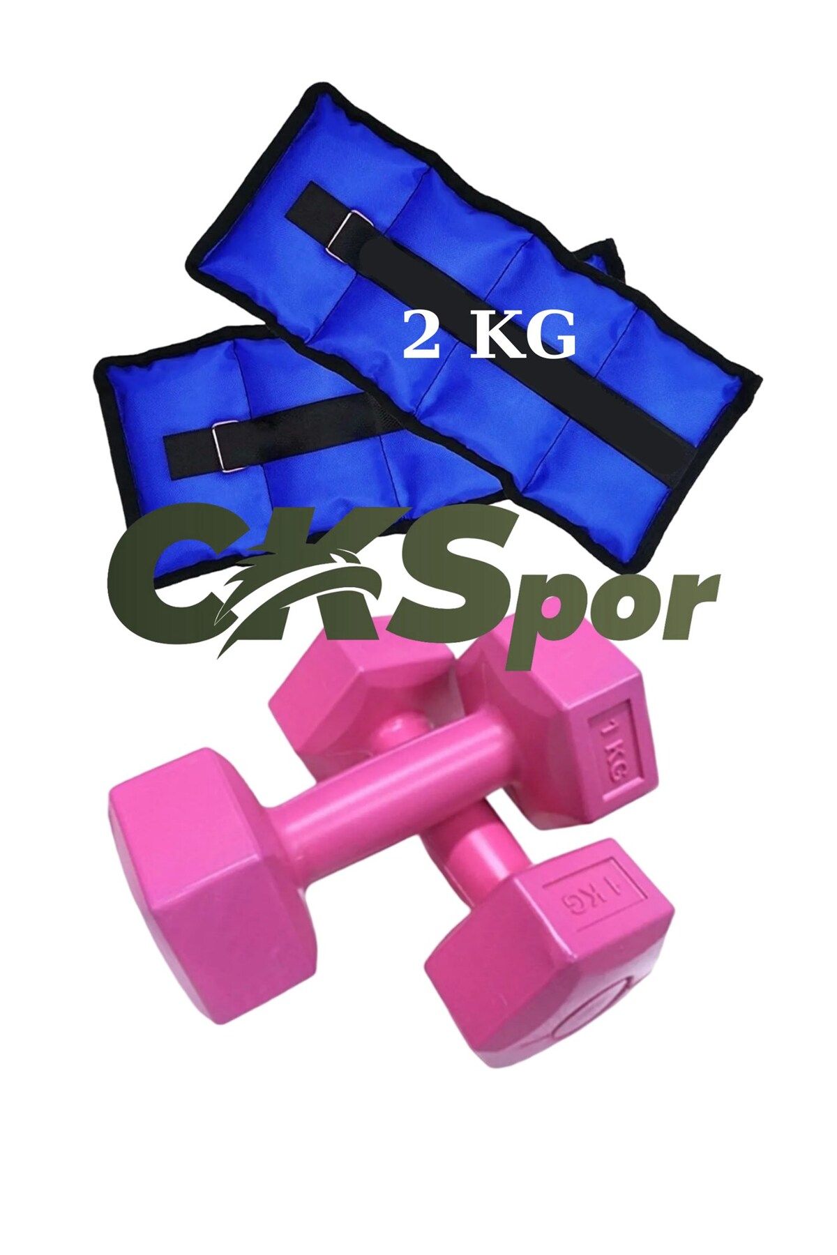 CKSpor Ağırlık Seti 2x2 Kg Bilek Ağırlığı + 2x1 Kg Pembe Dambıl | Egzersiz Seti SET002