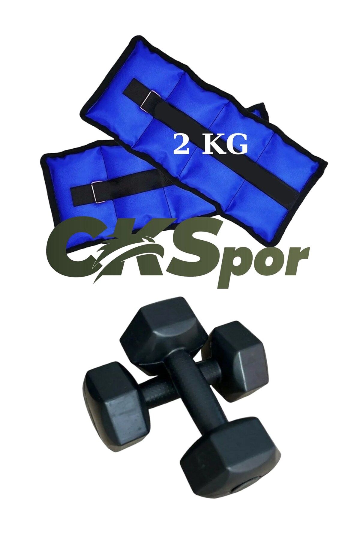 CKSpor Ağırlık Seti 2x2 Kg Bilek Ağırlığı + 2x1 Kg Siyah Dambıl | Egzersiz Seti SET001