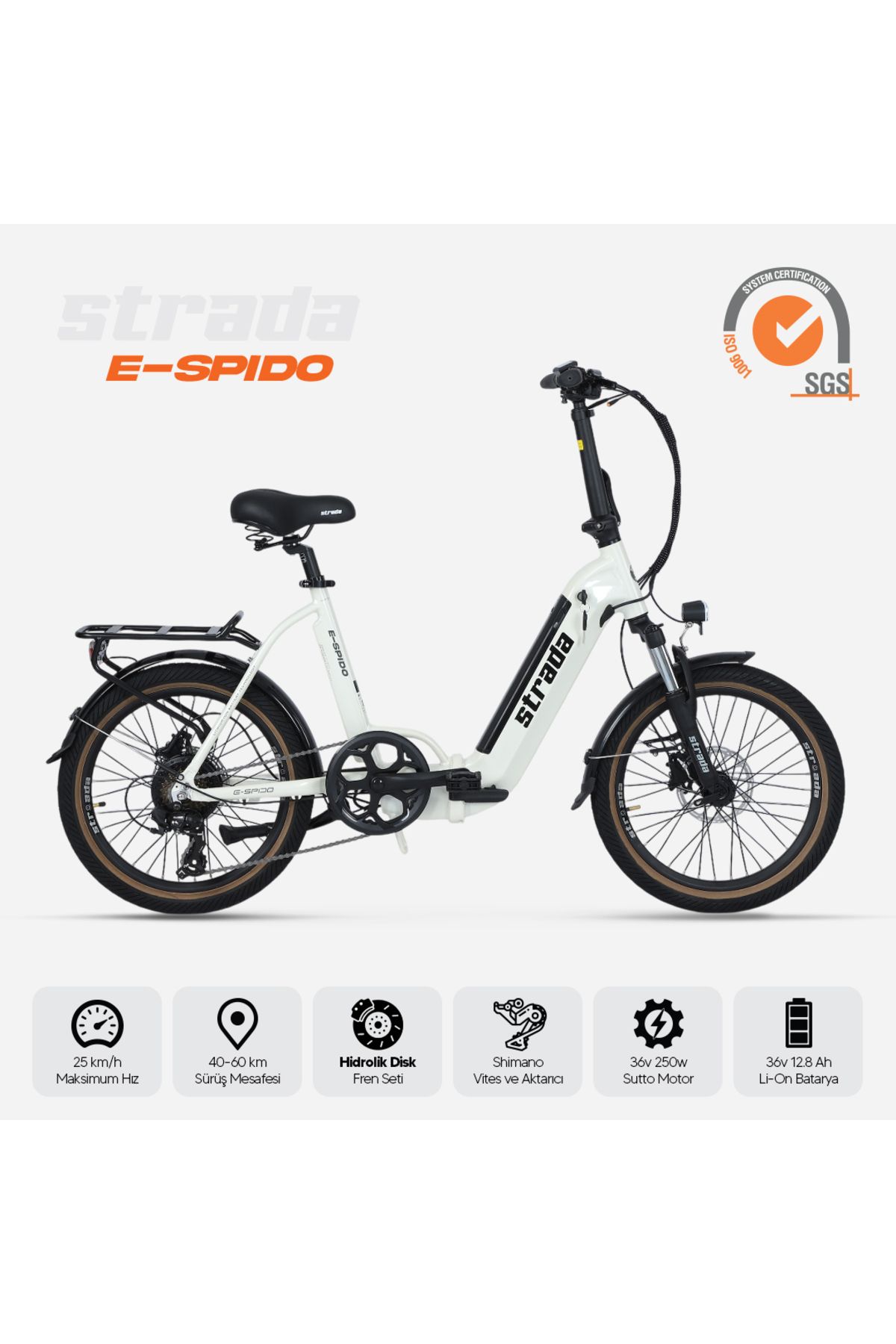 Stradacycles E-Spido Hidrolik Disk 20 Jant Katlanabilir Elektrikli Bisiklet