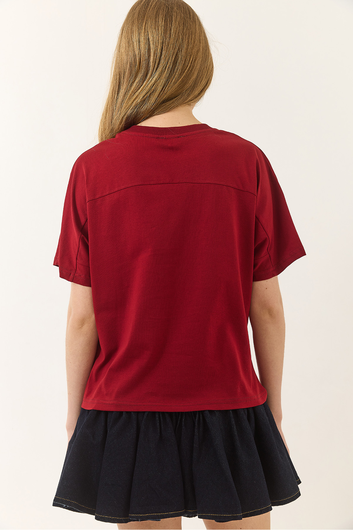 Bianco Lucci-Women's Organic Cotton Crew Neck T-Shirt Basic Short Sleeve Kalık 60602048 7