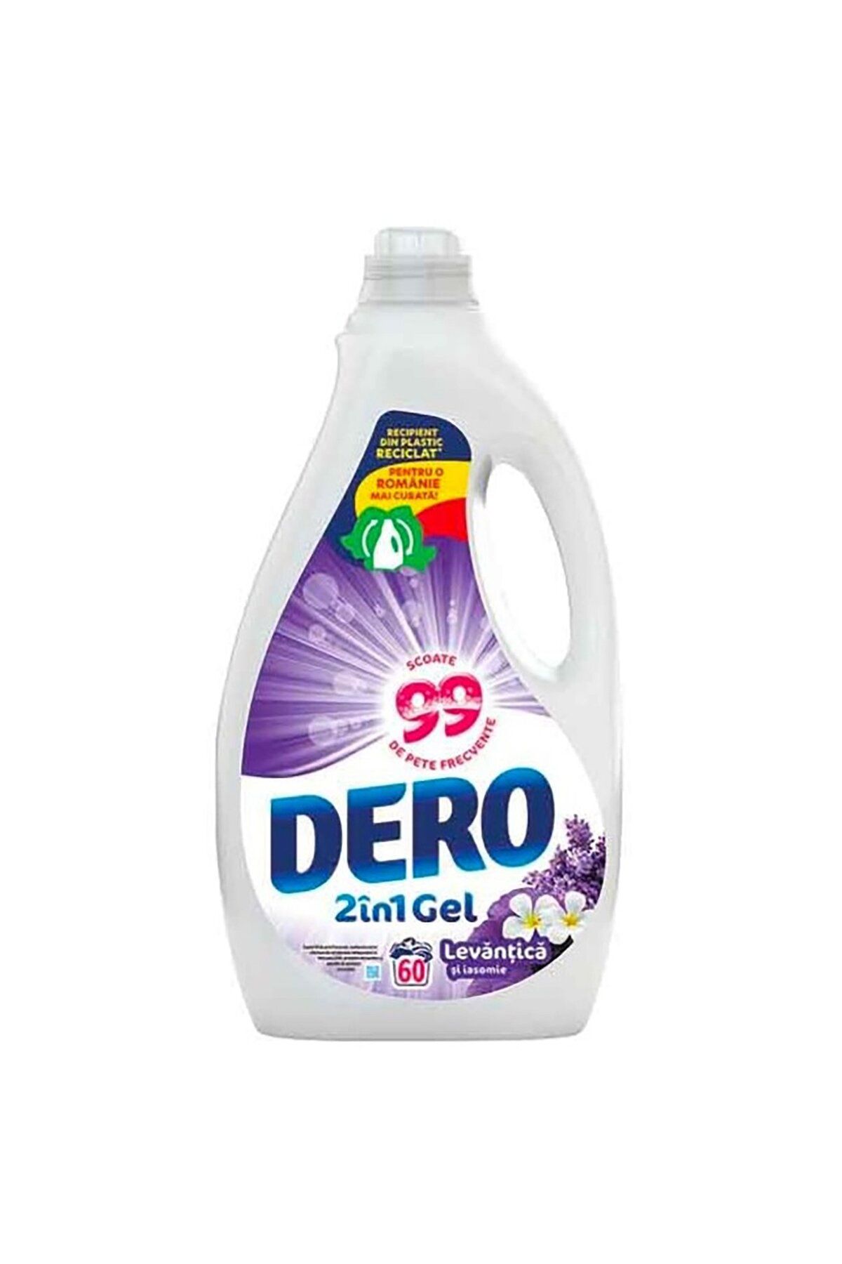 Dero Detergent Lichid Automat, Dero, 2in1, Lavanda Si Iasomie, 60 De Spalari, 3l - One Size