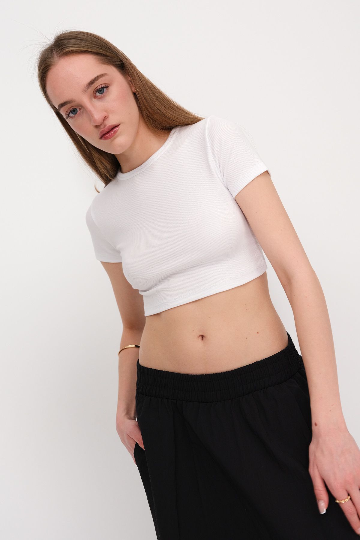 Addax-Tricou crop modal cu mânecă scurtă P13871 6