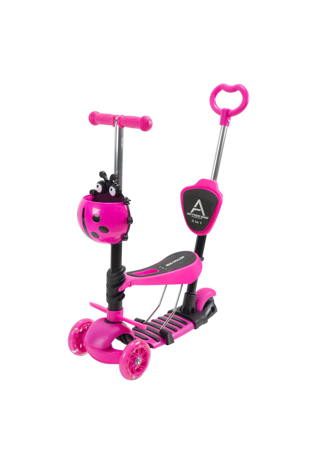 ACTION ONE Trotineta Smart Kid 5 In 1 Cu Roti Luminoase, Roz Femeie - One Size