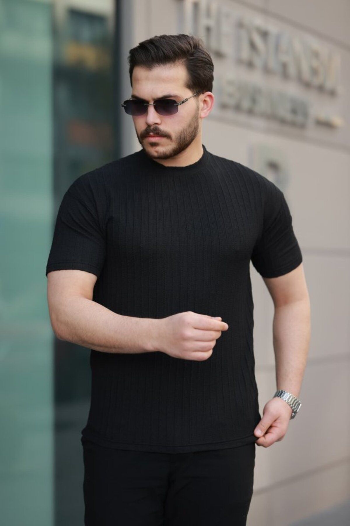 Albayrak Erkek Kısa Kollu örgü Kumaş Bisiklet Yaka T-shirt