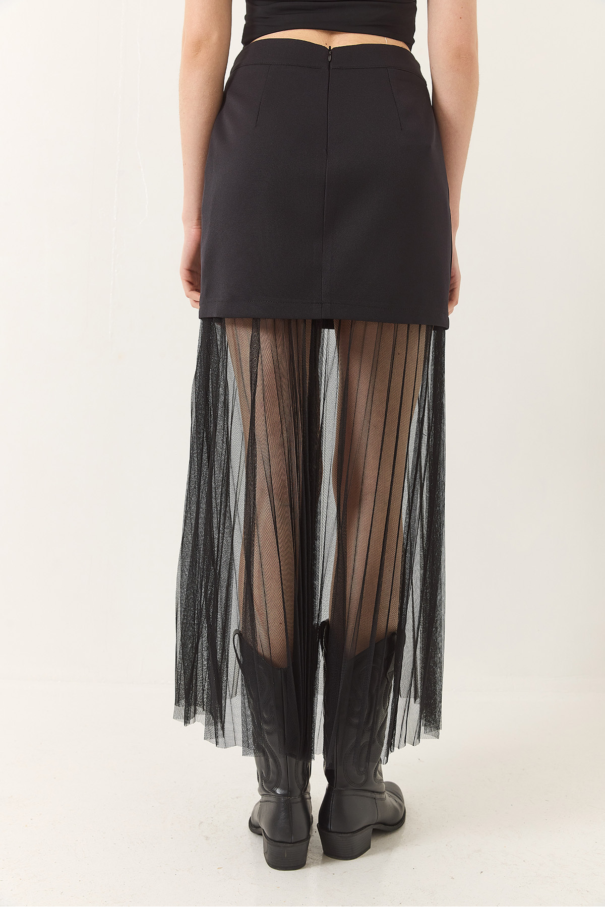 Bianco Lucci-Women's Tulle-Detailed Skirt: De 251044 , 60283234 6