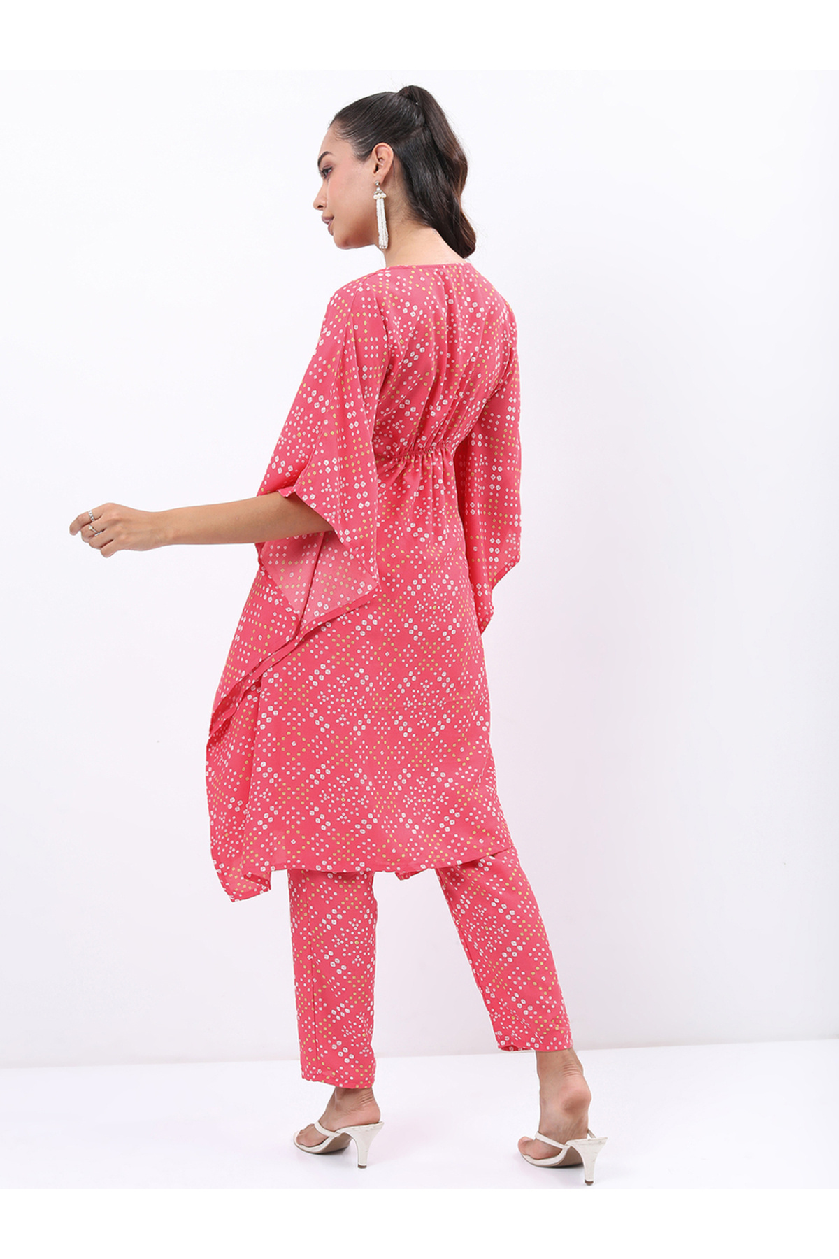 Vishudh By Styli-Women Pink Printed Kaftan Kurta with Trousers 3