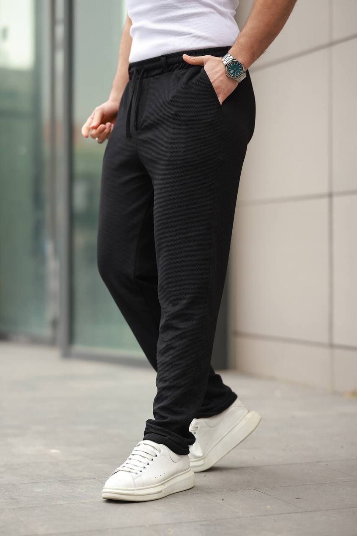 Gameyal Pantaloni Largi Din In, Cu Model De Fagure, Cu Buzunar Dublu, Pentru Bărbați Masculin - 2XL