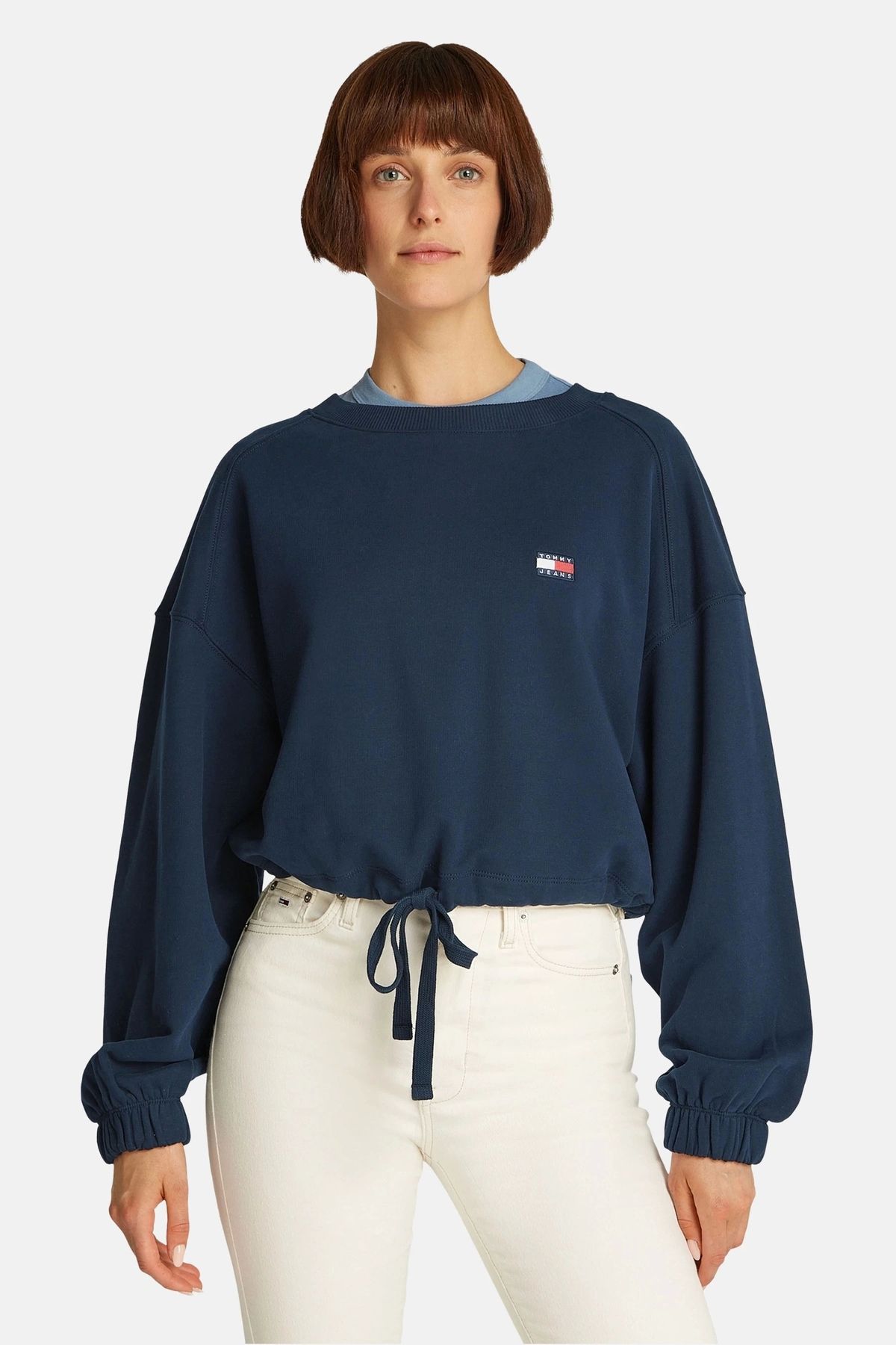 Tommy Jeans Tommyjeans Damska Granatowa Koronkowa Bluza Z Logo Kobieta - L