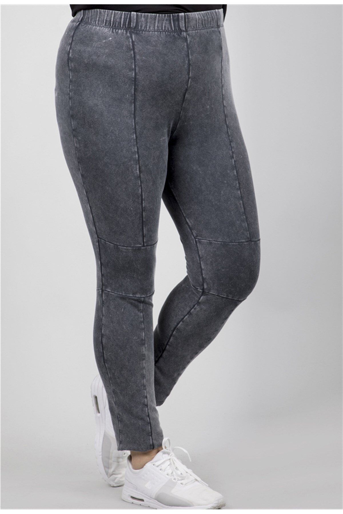 MYLİNE-Jambiere de damă gri închis Acid Washed 23656-m 2