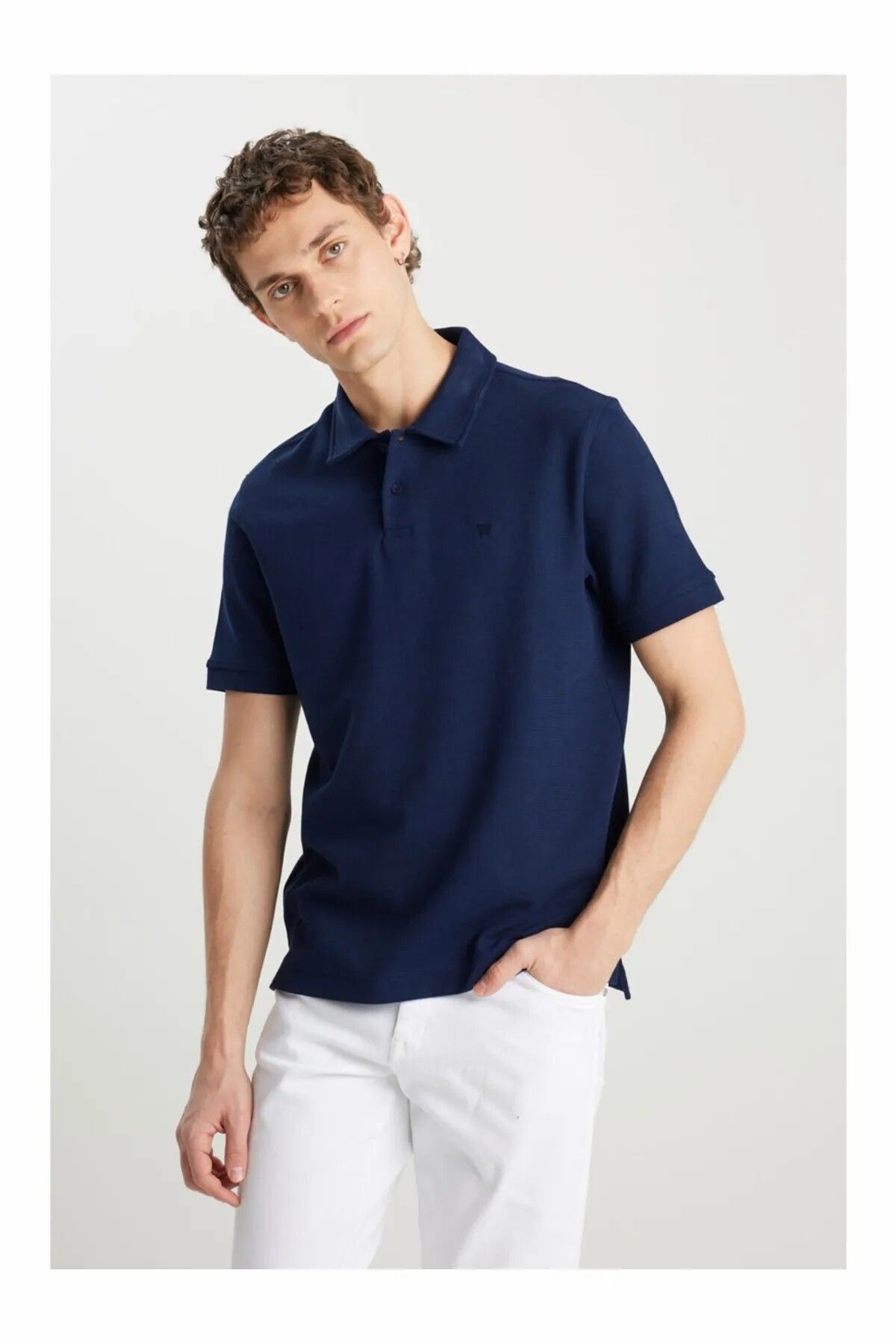WRANGLER-Men's Navy Blue Wrangler Men's Regular Fit Polo T-Shirt Polo T-Shirt W 2510720410 -Navy 2