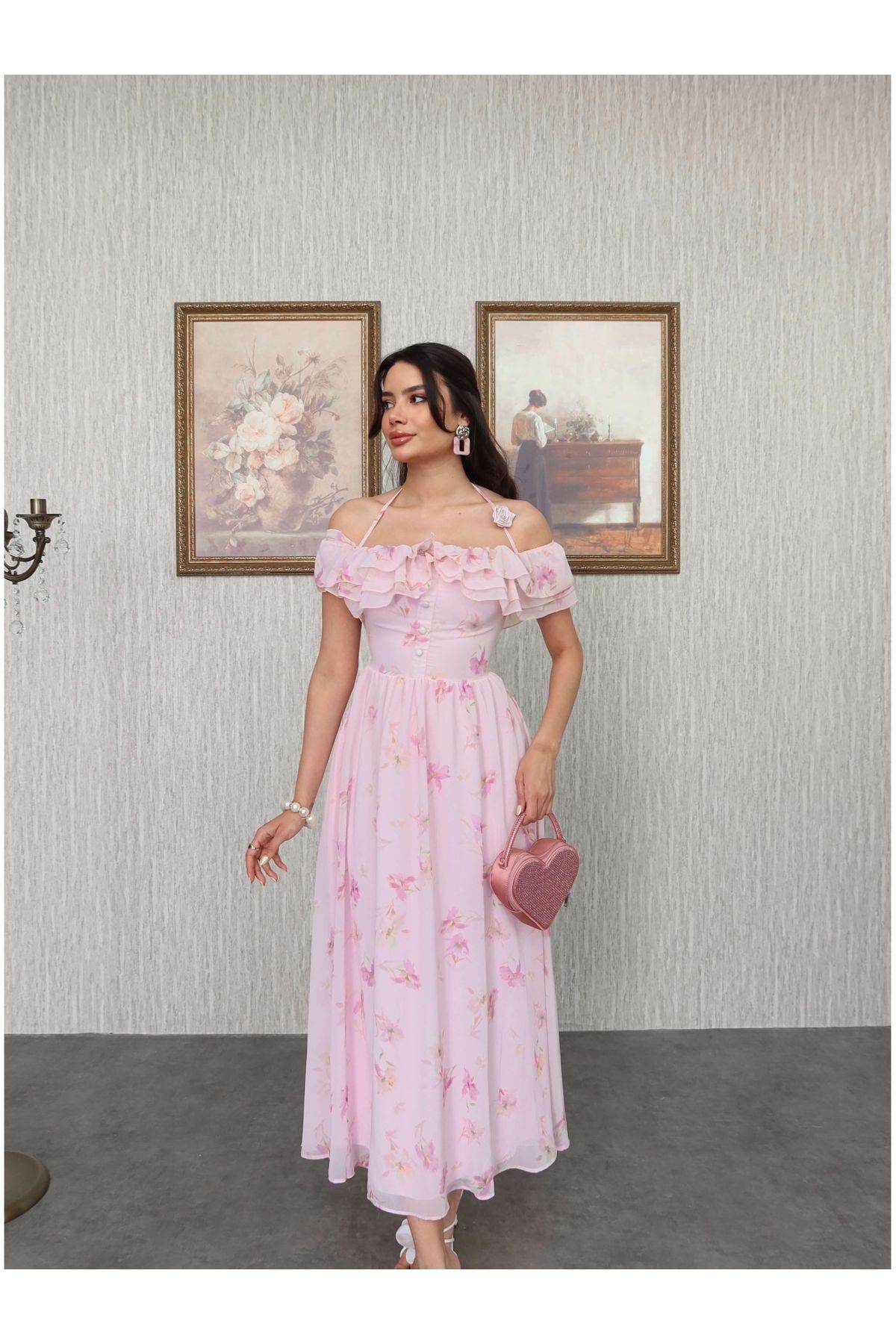 ESRAHELVACI-Romantic Dress with Shoulder Ruffles 3