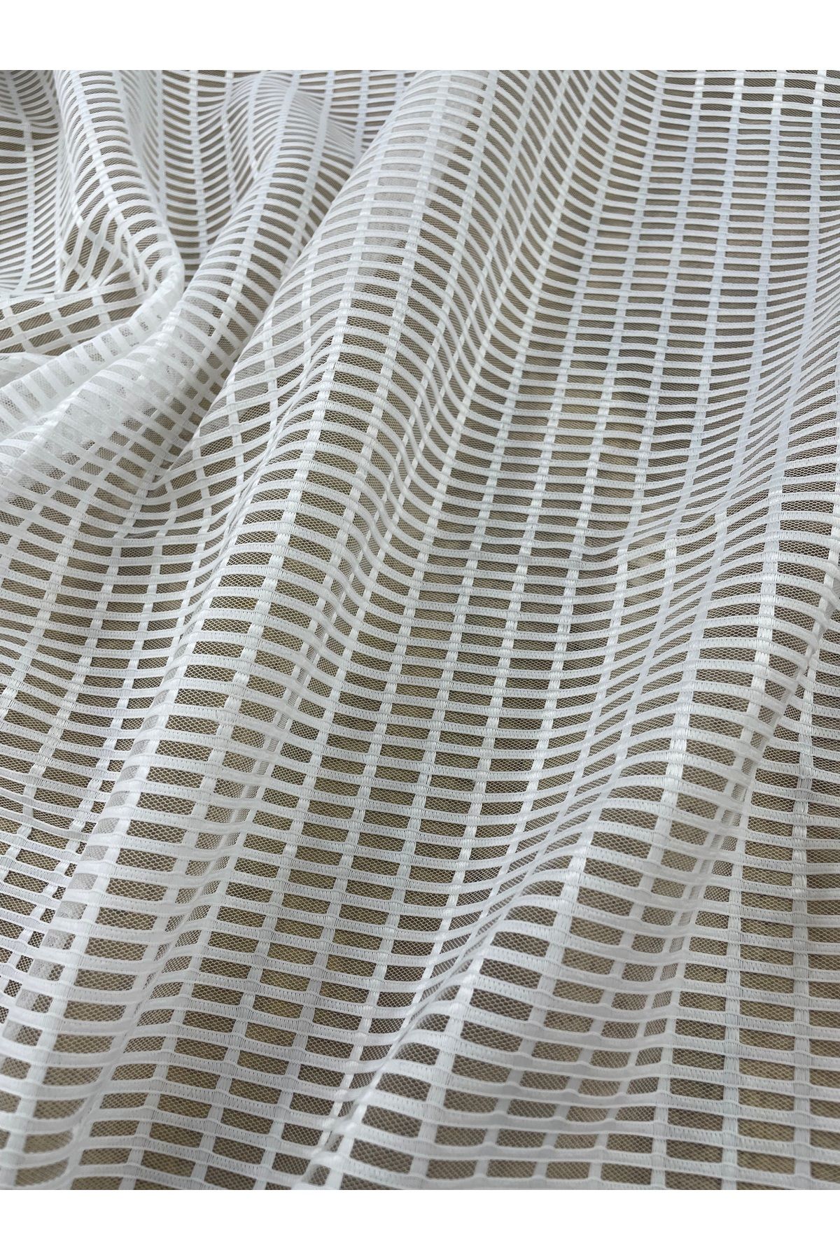 METERİAL-Square Textured White Mesh Fabric 1 Meter |   Modern and Stylish 3
