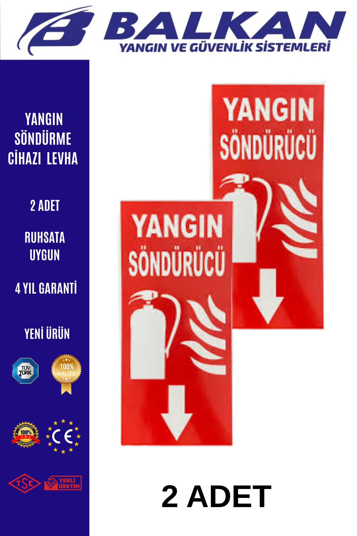 Balkan Ticaret Yangın söndürme cihazı Levha 2 Adet
