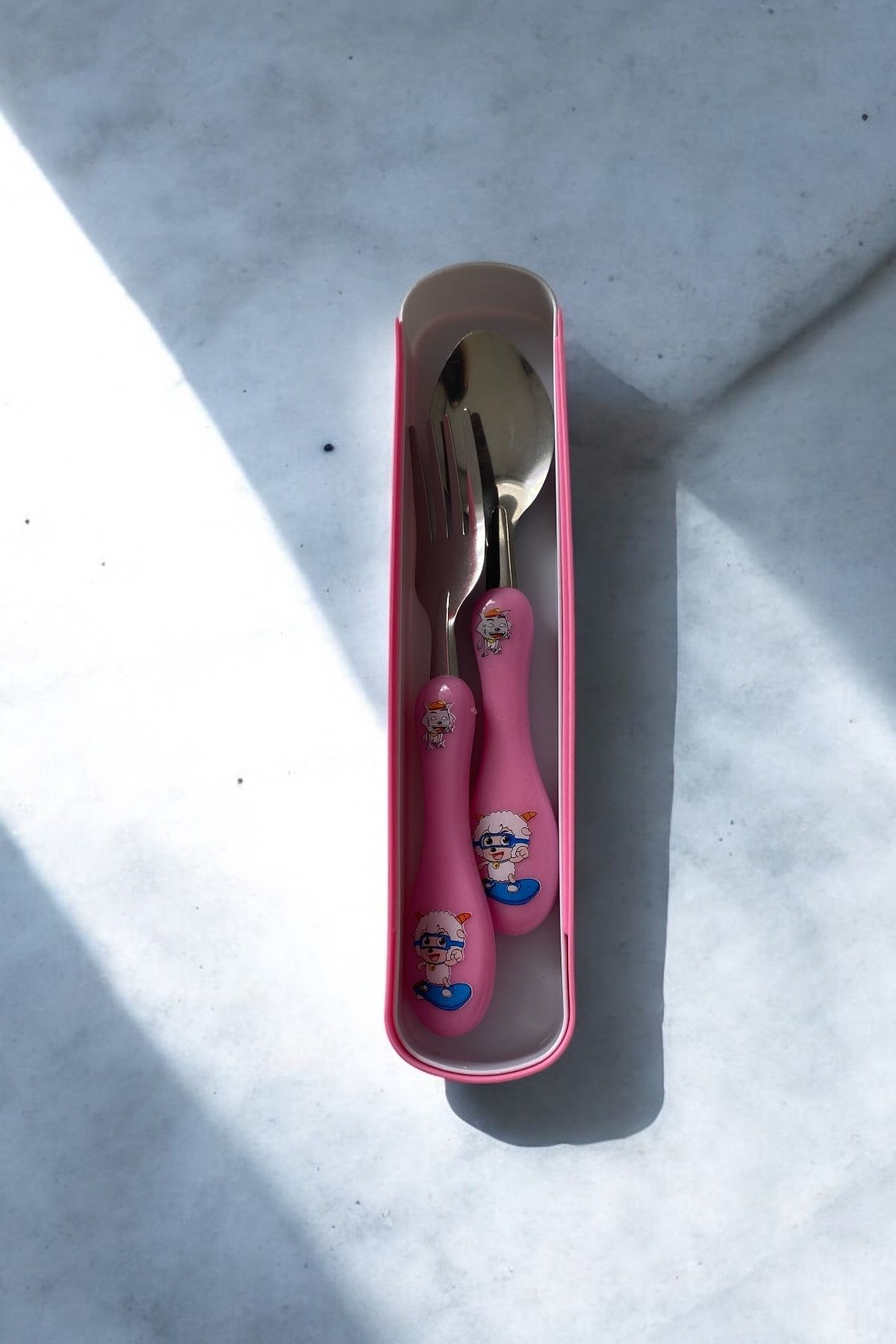 Dore Voir-Children's Fork-Spoon Set-Boxed/Pink 3