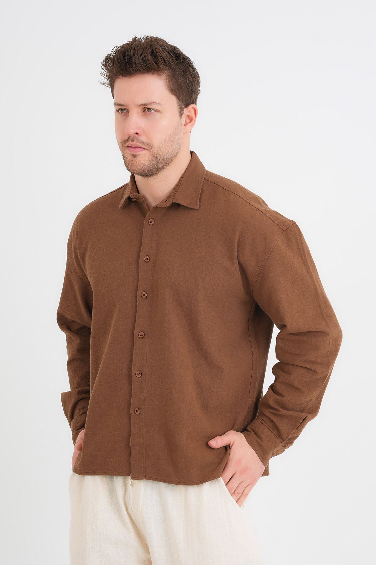 Redline-Comforted Men's Oversize Cotton Shirt 2