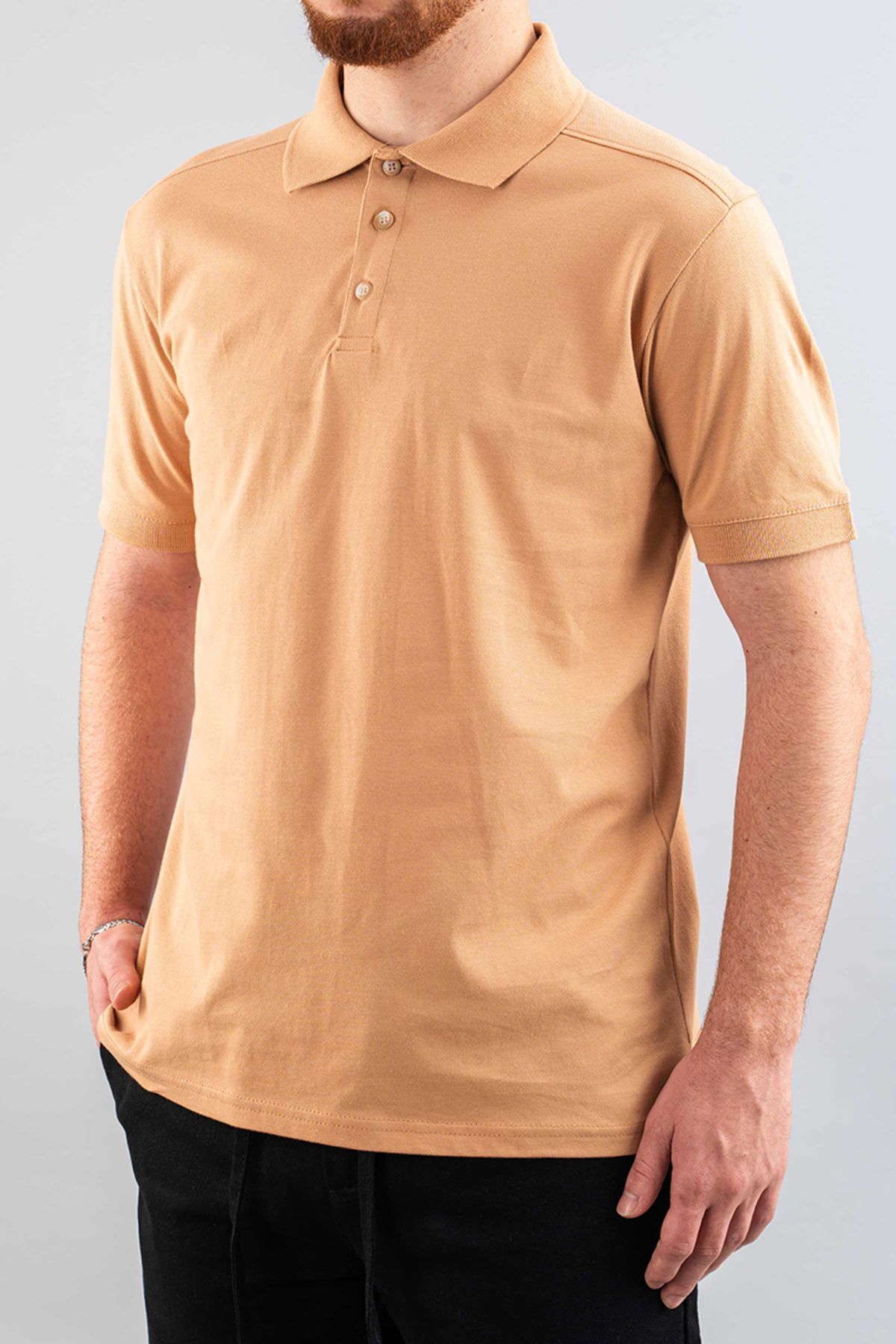 bombe Erkek Slim Fit %100 Pamuklu Yumuşak Dokulu Polo Yaka T-Shirt Basic Tişört