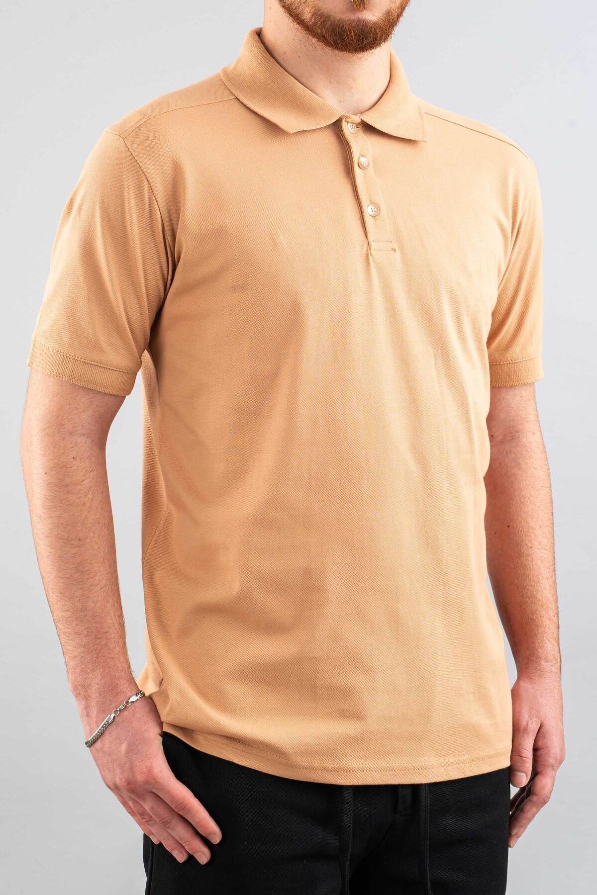 bombe Erkek Slim Fit %100 Pamuklu Yumuşak Dokulu Polo Yaka T-Shirt Basic Tişört