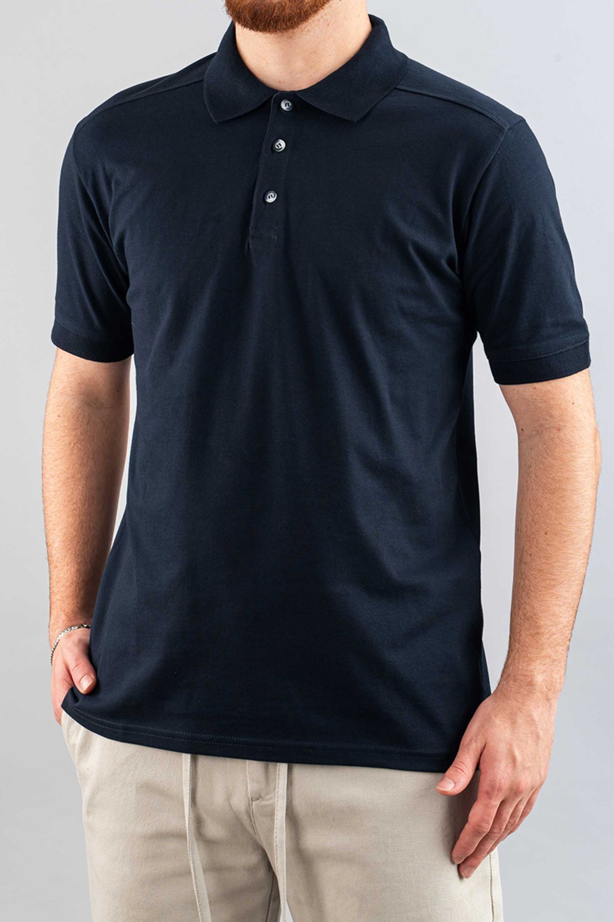 bombe Erkek Slim Fit %100 Pamuklu Yumuşak Dokulu Polo Yaka T-Shirt Basic Tişört