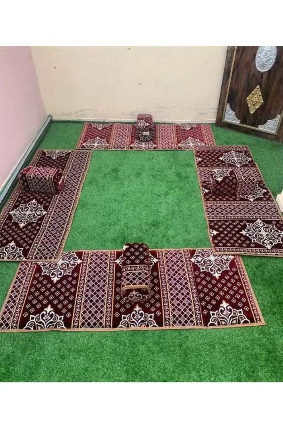 مجموعة مقاعد أرضية تراثية مكونة من 8 قطع للتخييم والنزهات