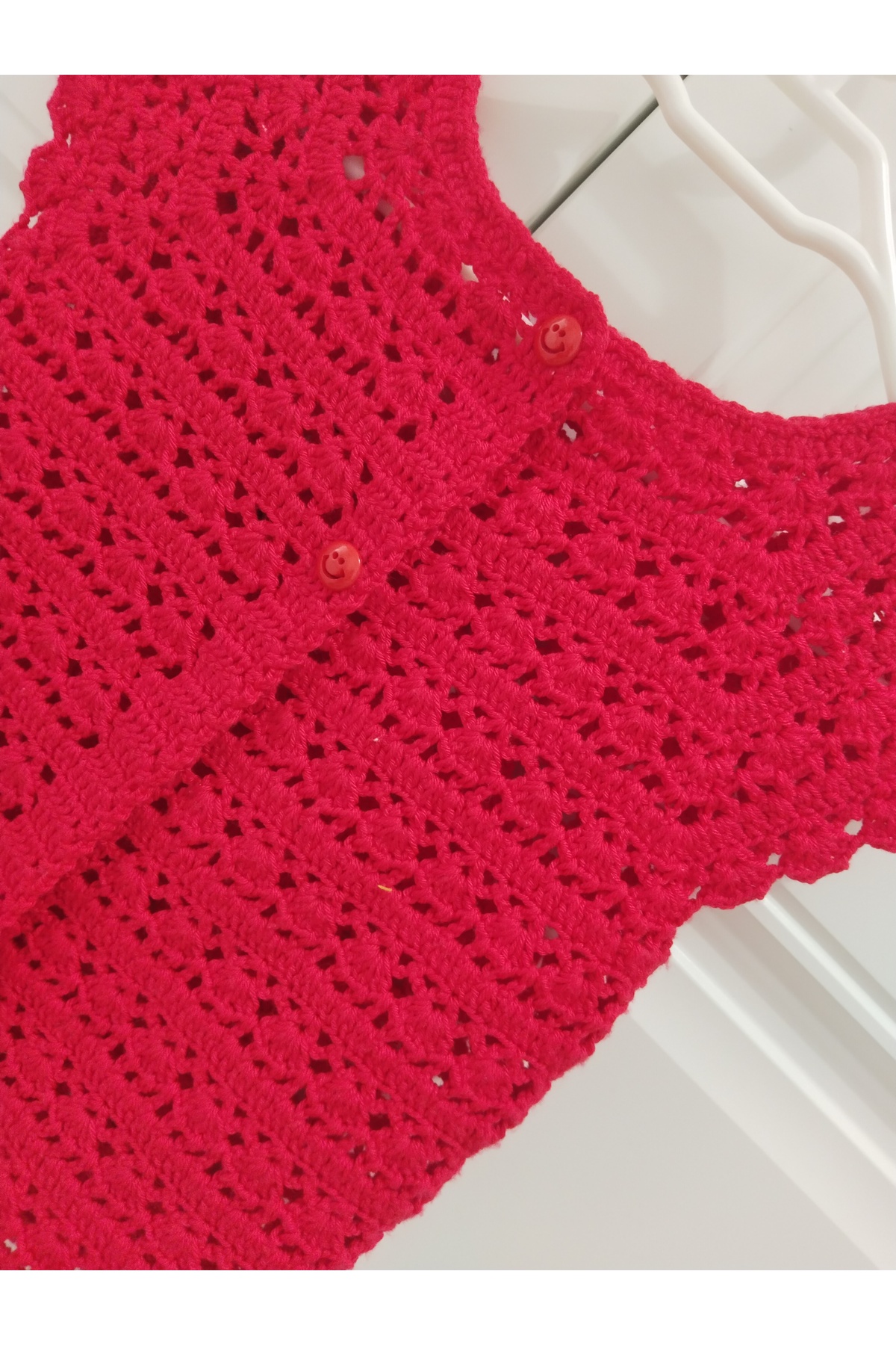 8 Ekim Tasarım Atölyesi 12_18 Ay Kırmızı Örgü Tarz Bebek Yeleği fotoğrafı 3 (önizleme)